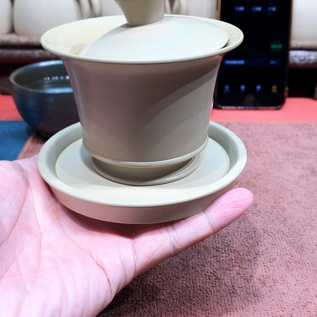 泥塑东**记放漏马蹄盖碗140毫升