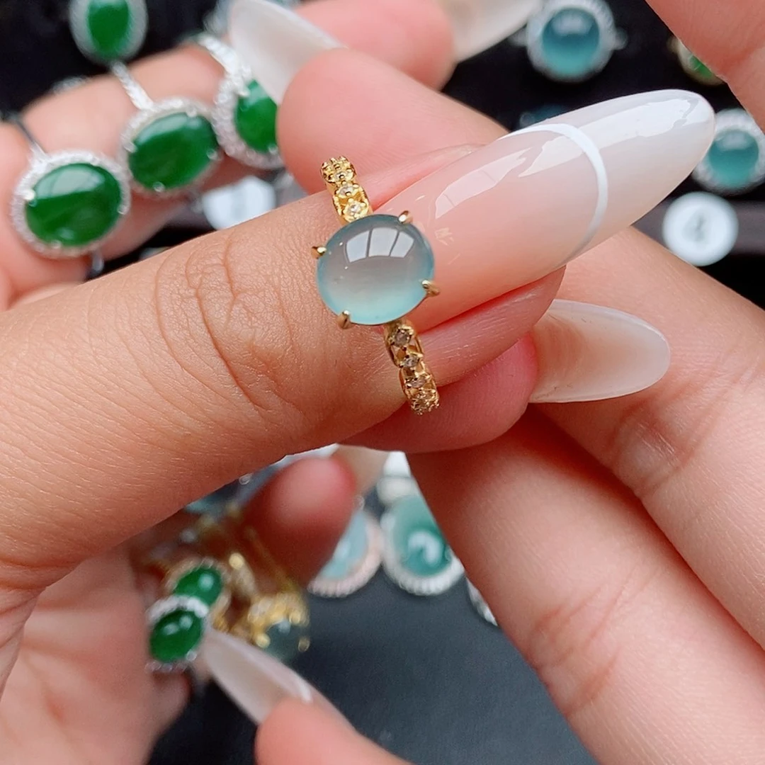 翡翠戒指银S925镶嵌2552