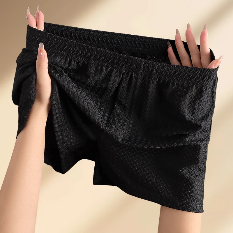 新款冰丝男士阿罗裤纯色无痕裸感丝滑青年底裤大码宽松休闲平角裤