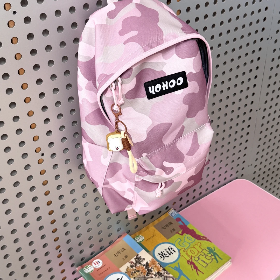 百搭双肩包女学院风初中生书包双肩背包休闲日常双肩包防水大容量