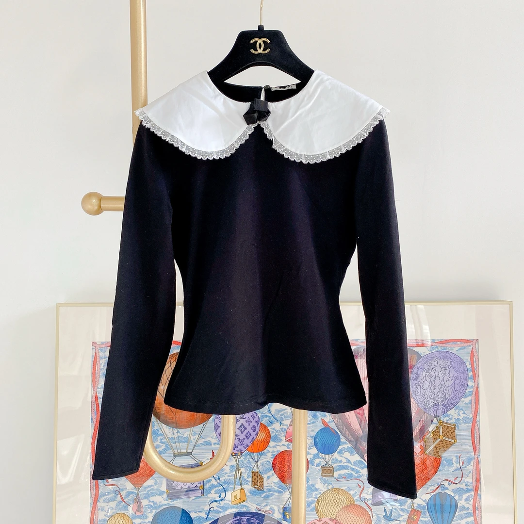 95新 MIU MIU/缪缪 【miumiu】#缪缪 娃娃领打底衫