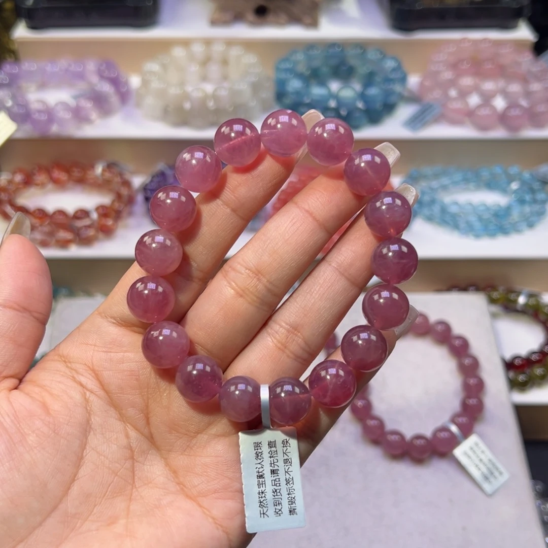 手绳未镶嵌水晶_****?天花板高货紫马粉12m m