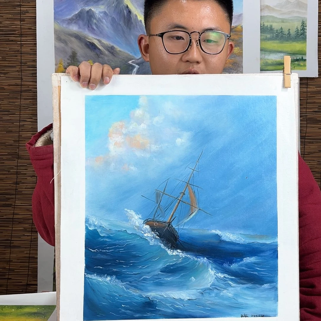 油画行路人小院绘画作品竞拍成功了