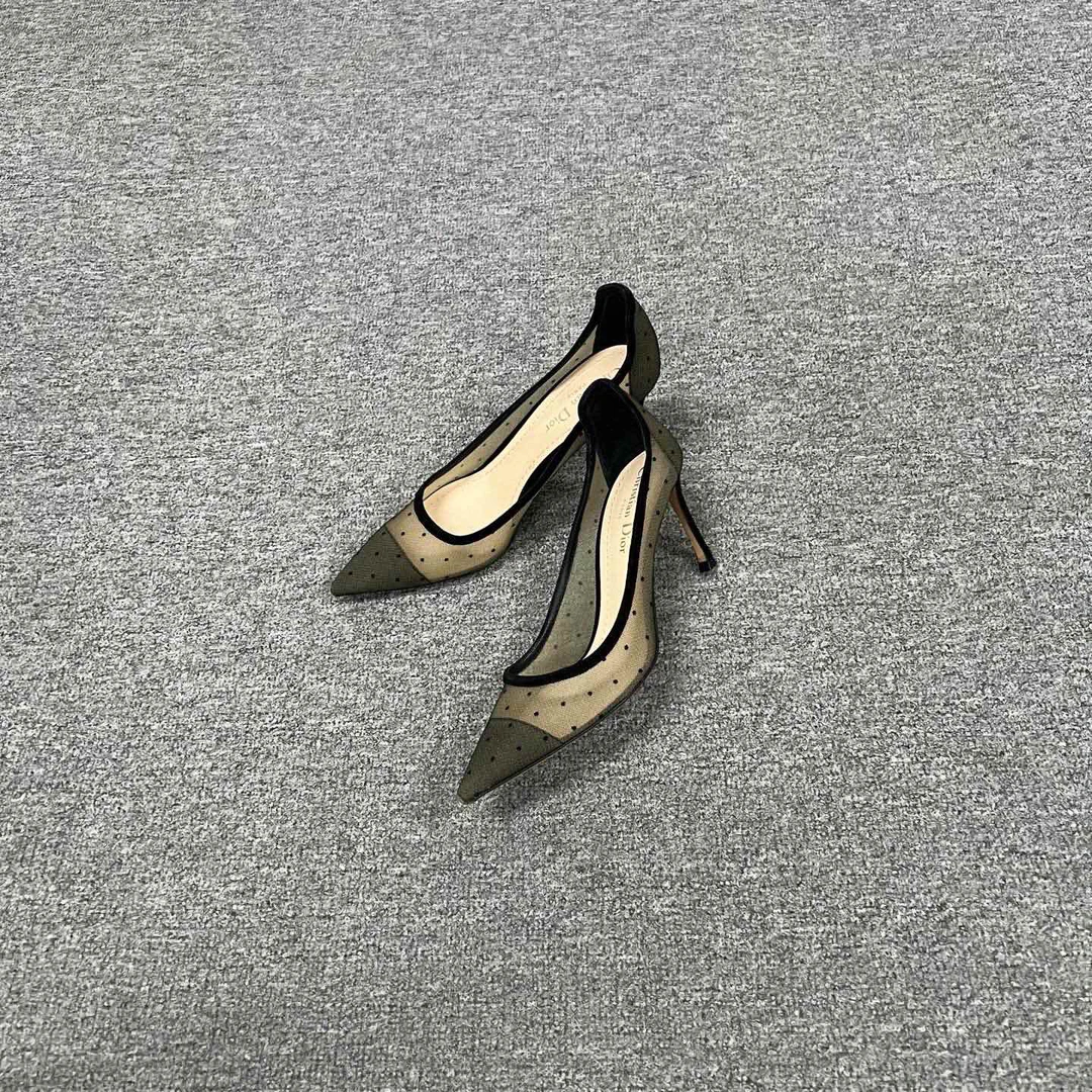 95新 AMIPARIS Dior 迪奥 波点蕾丝 高跟鞋 95新 37.5码