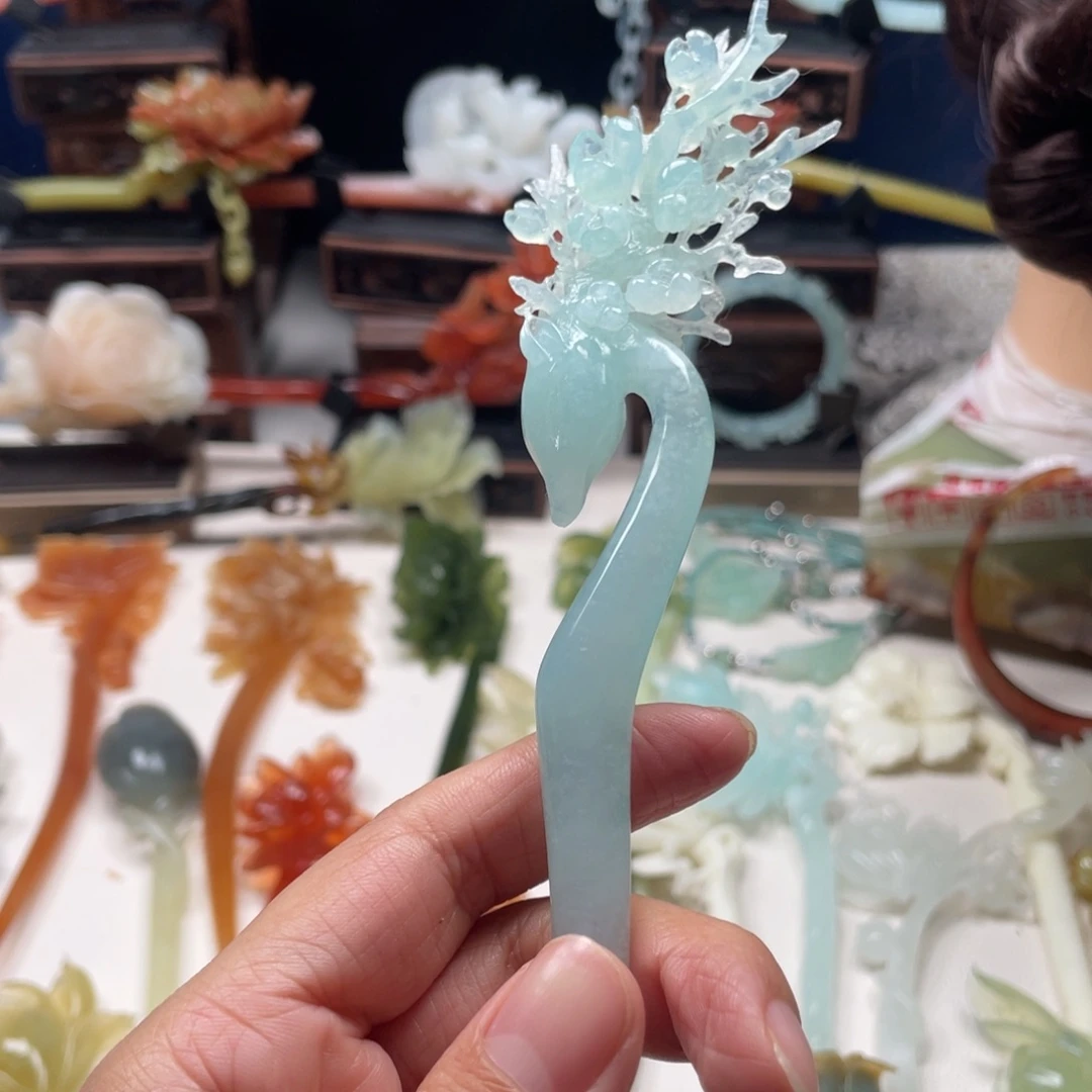 【闪购商品】蛇纹石玉发饰未镶嵌陈****妈