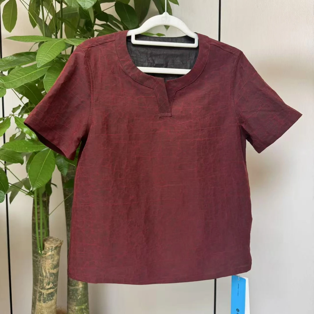 【子一专属】桑蚕丝香云纱顺德本土老料彩龟通勤版上衣（82511蓝+红）