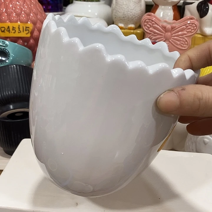 陶盆有孔 瑕疵针孔漏釉介意勿拍口 13高13