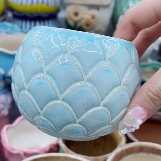 多肉绿植陶瓷花盆9.9包邮，有空