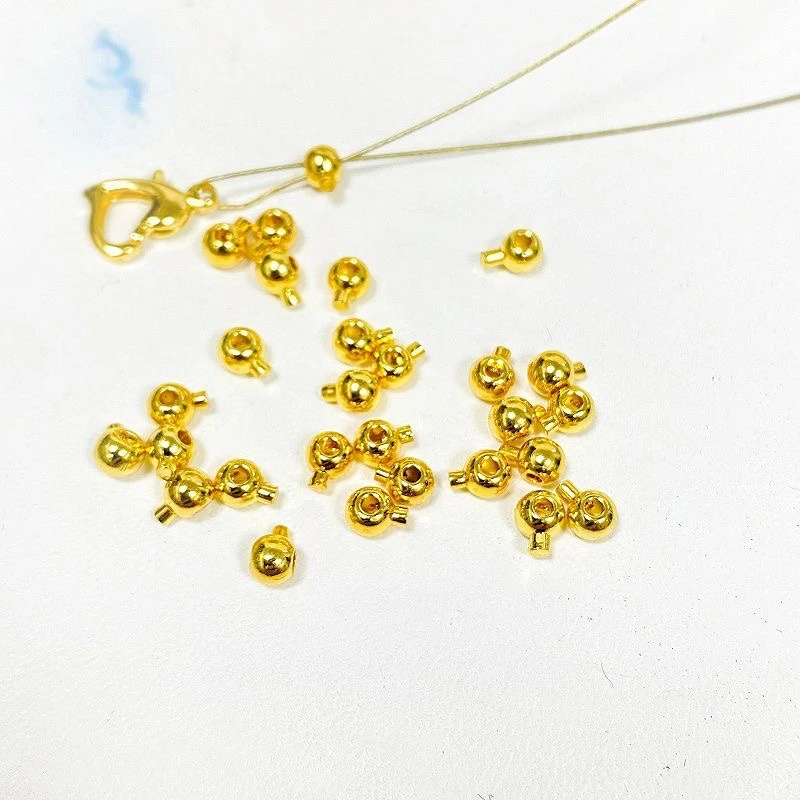 铜镀18K真金、厚银、高压锅定位珠用于编织DIY饰品配件