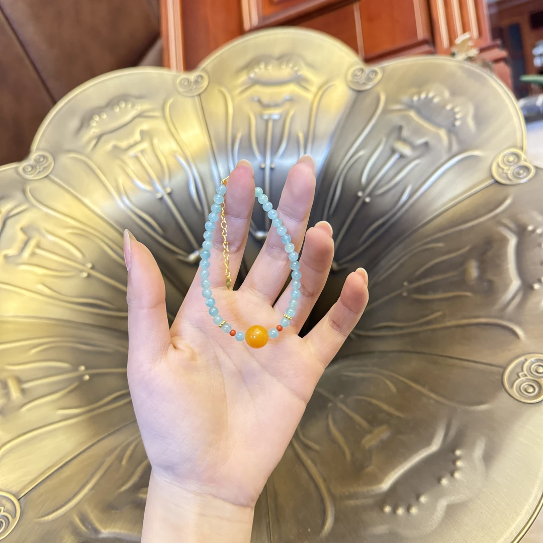 YYSZ*天河石蜜蜡圆珠手串