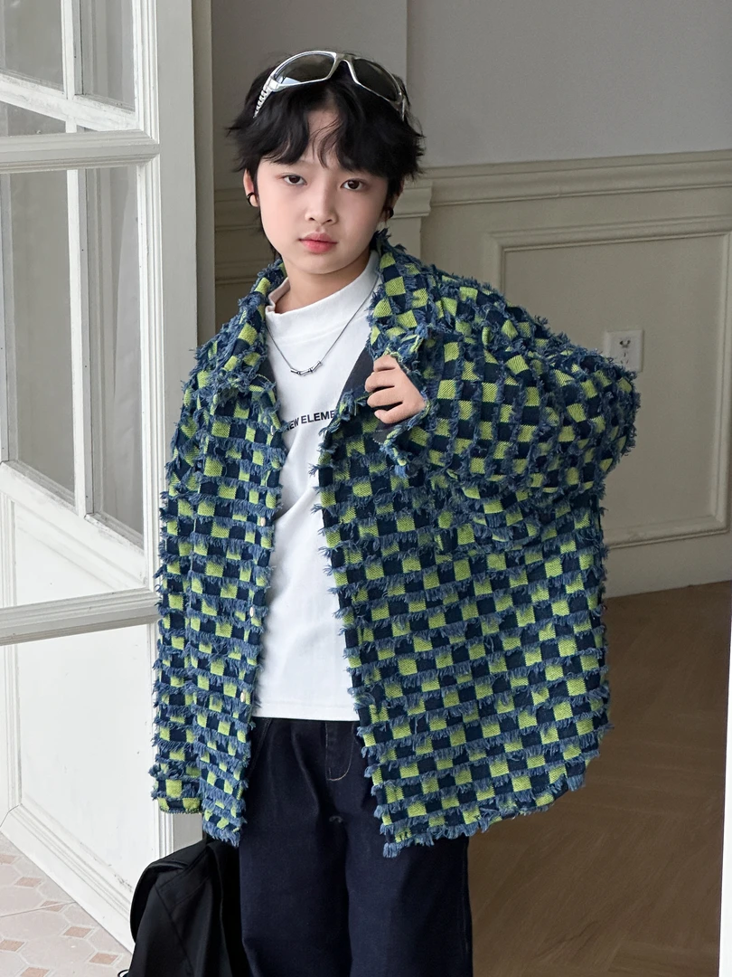 【高定款】男童重工定制外套2025新款设计师款潮酷痞帅炸街牛仔外套