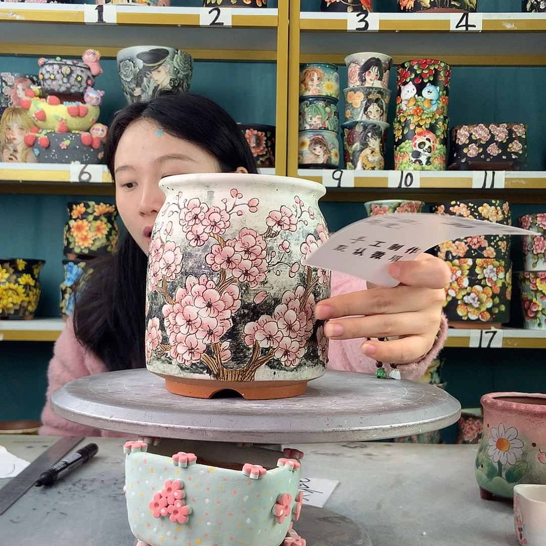陶景德镇手工花盆30