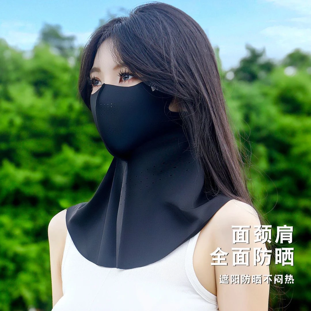 新款冰丝防晒面罩女骑行钓鱼面罩开车防紫外线围脖式带透气口罩