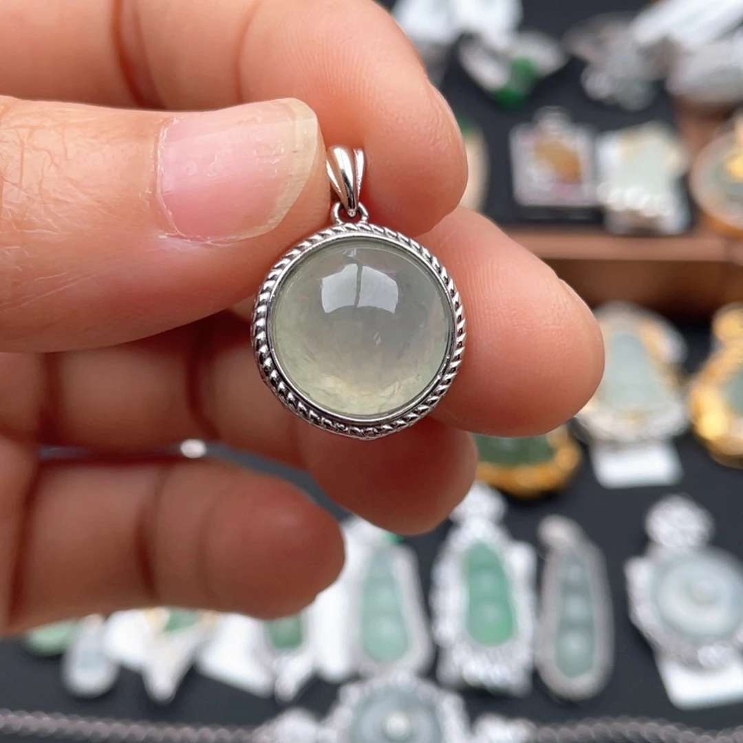 翡翠银S925镶嵌耳饰