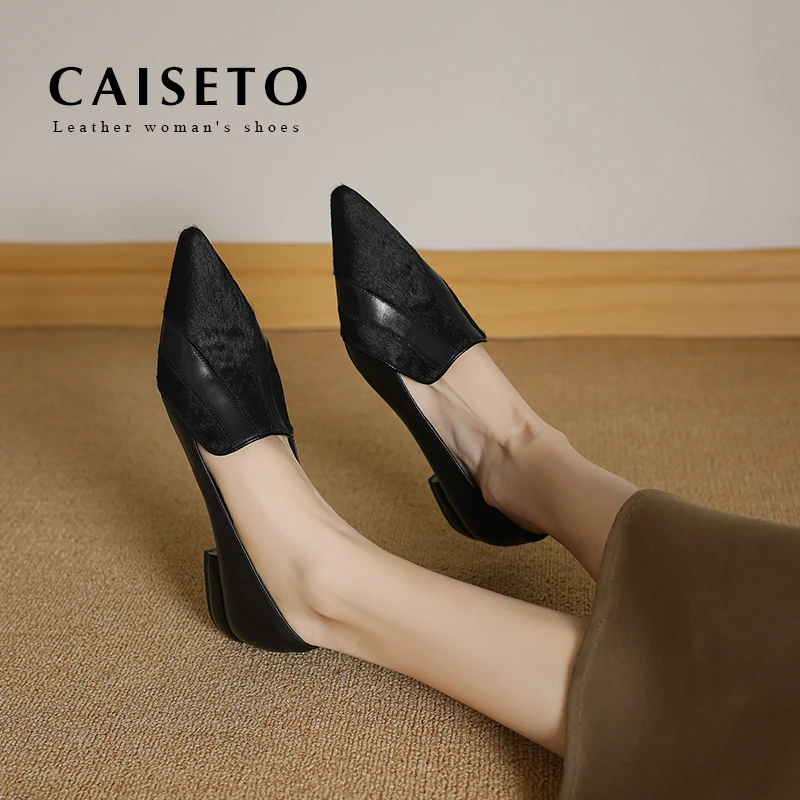 马皮/2.5cm 2025新款浅口软底低跟时尚百搭复古女平底鞋D991