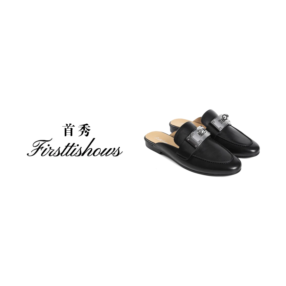 首秀·国奢【KL系列】平底金属扣穆勒鞋女经典半拖包头女734