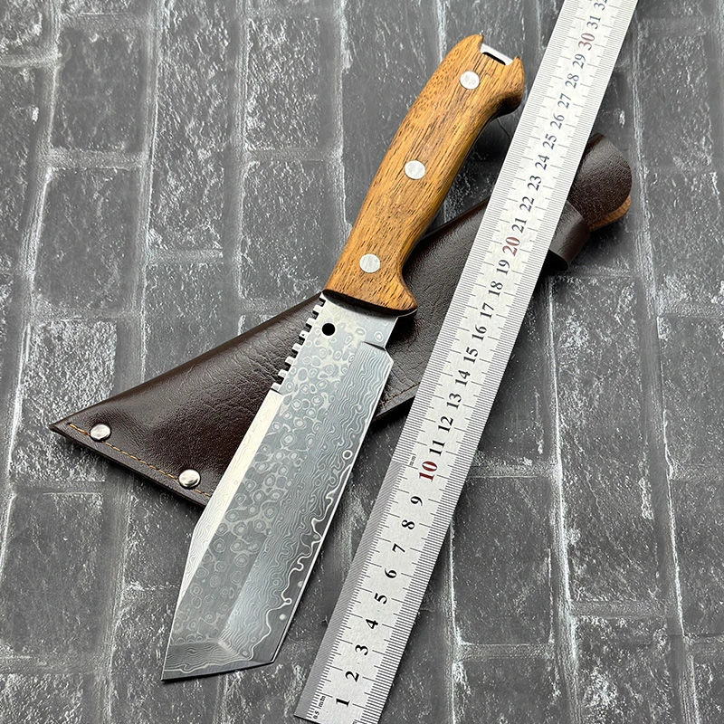 67层大马士革钢菜刀锋利家用切肉屠宰卖肉分割刀厨房多功能刀H02