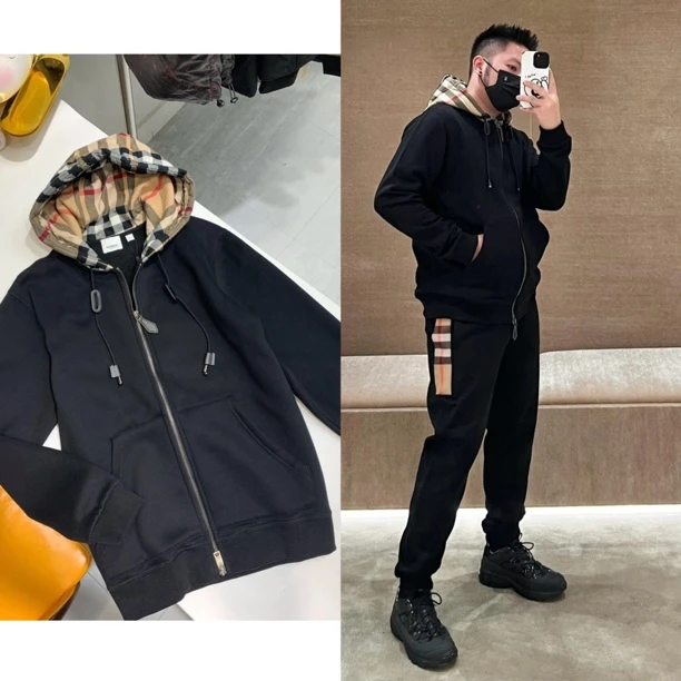 未使用 BURBERRY/博柏利 男款格纹帽外套帽衫巴宝莉8060705 7500