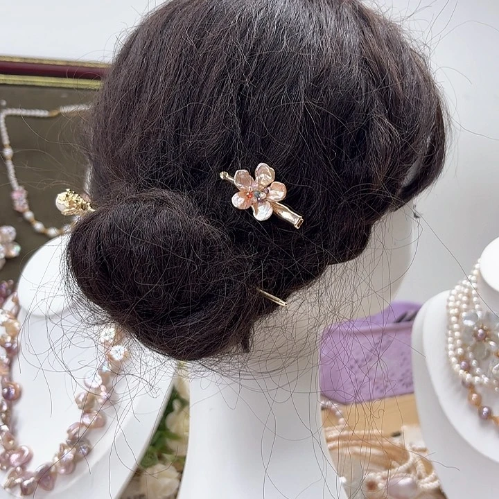 淡水珍珠发饰银S925镶嵌