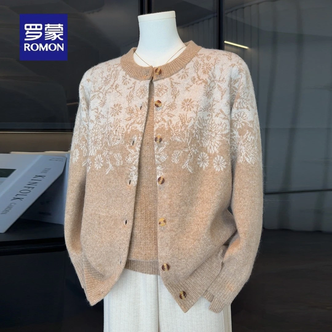 罗蒙时尚洋气妈妈装针织衫套装秋冬2025新款衣服中老年毛衣两件套