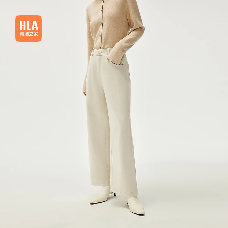 【灯芯绒】HLA海澜之家休闲裤女24冬季新款直筒宽松实穿裤子女