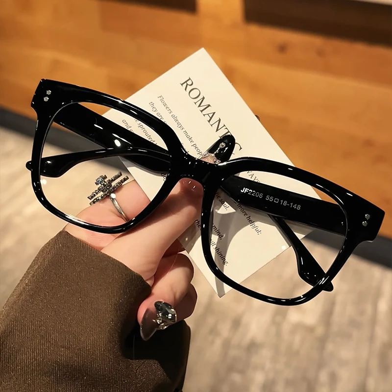 大黑框近视眼镜大脸男专业可配度数时尚复古多边形眼睛镜架高级感