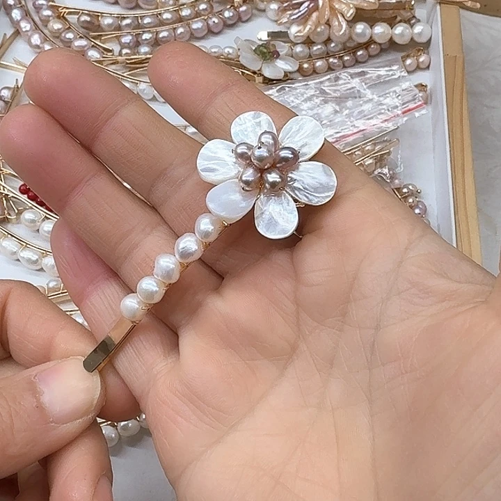 淡水珍珠发饰银S925镶嵌