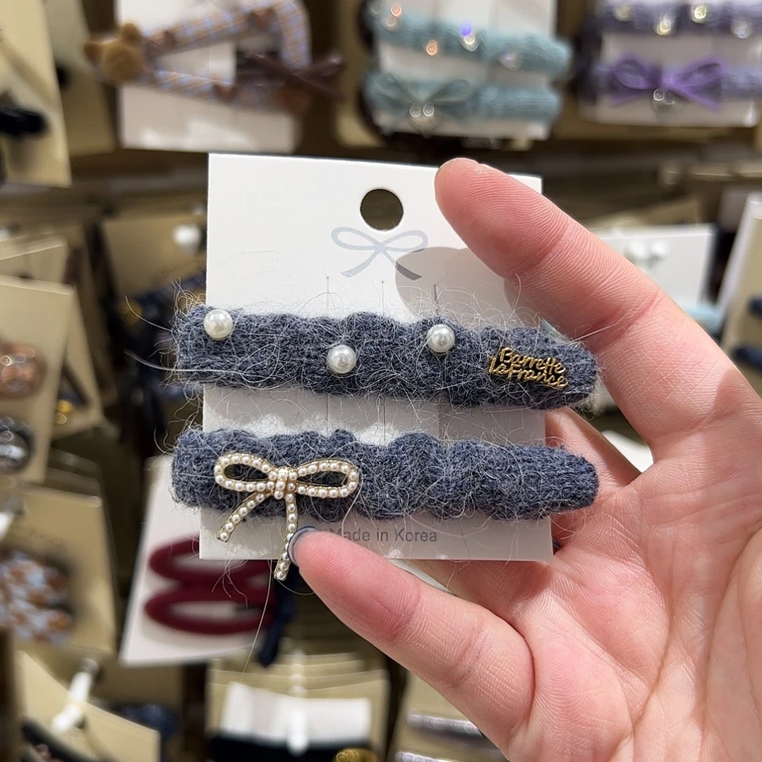 非金属布艺蝴蝶结珠珠压夹