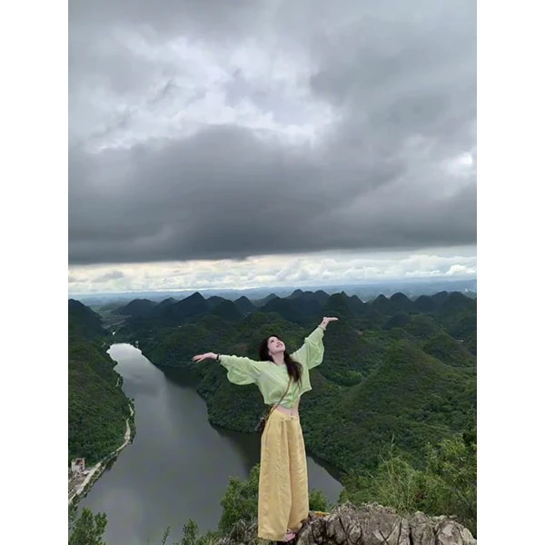 多巴胺绿色长袖防晒罩衫T恤女夏季薄款慵懒风百搭上衣长裤套装