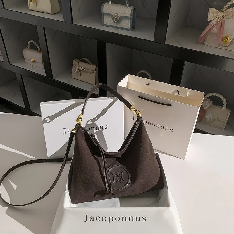 真皮复古咖啡色腋下包女2025新款超火高级感轻奢小众不撞款托特包