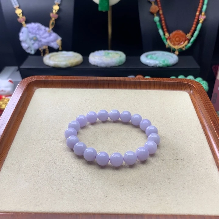 翡翠手链未镶嵌紫翡手串