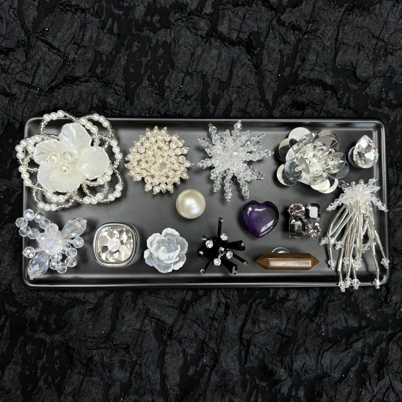 野兽派串珠亮片花朵鞋花精致轻奢风水晶流苏鞋扣重工洞洞鞋鞋配饰