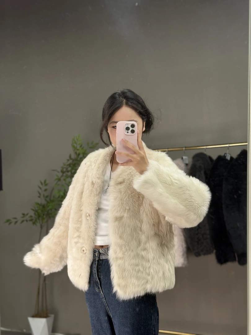 "森之童话"托斯卡纳双面羊毛皮毛一体时尚网红款皮草外套