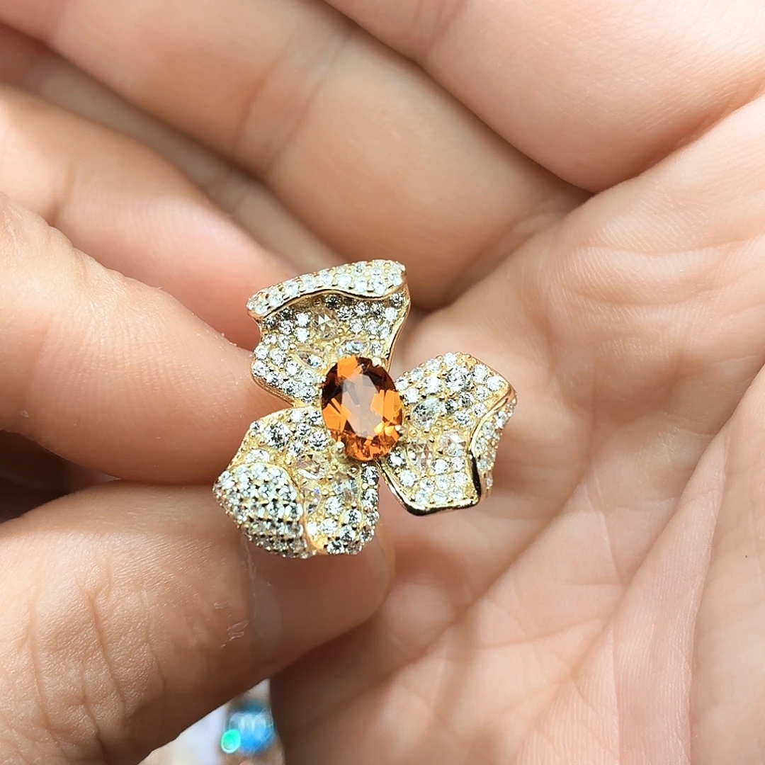 水晶银S925镶嵌戒指