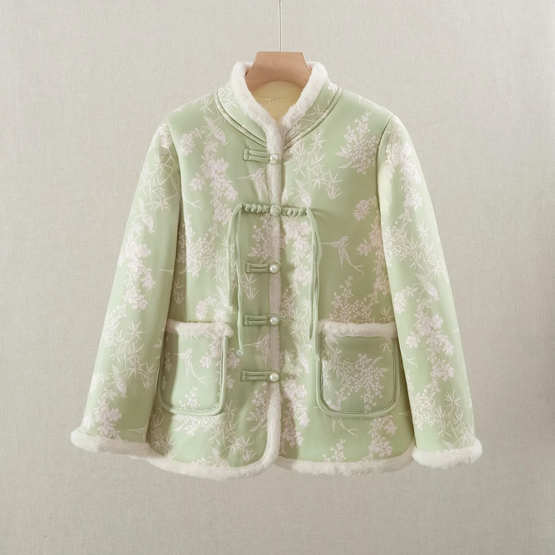 纯色保暖标准棉服棉衣外套棉袄拜年服中国风盘扣复古唐装加绒