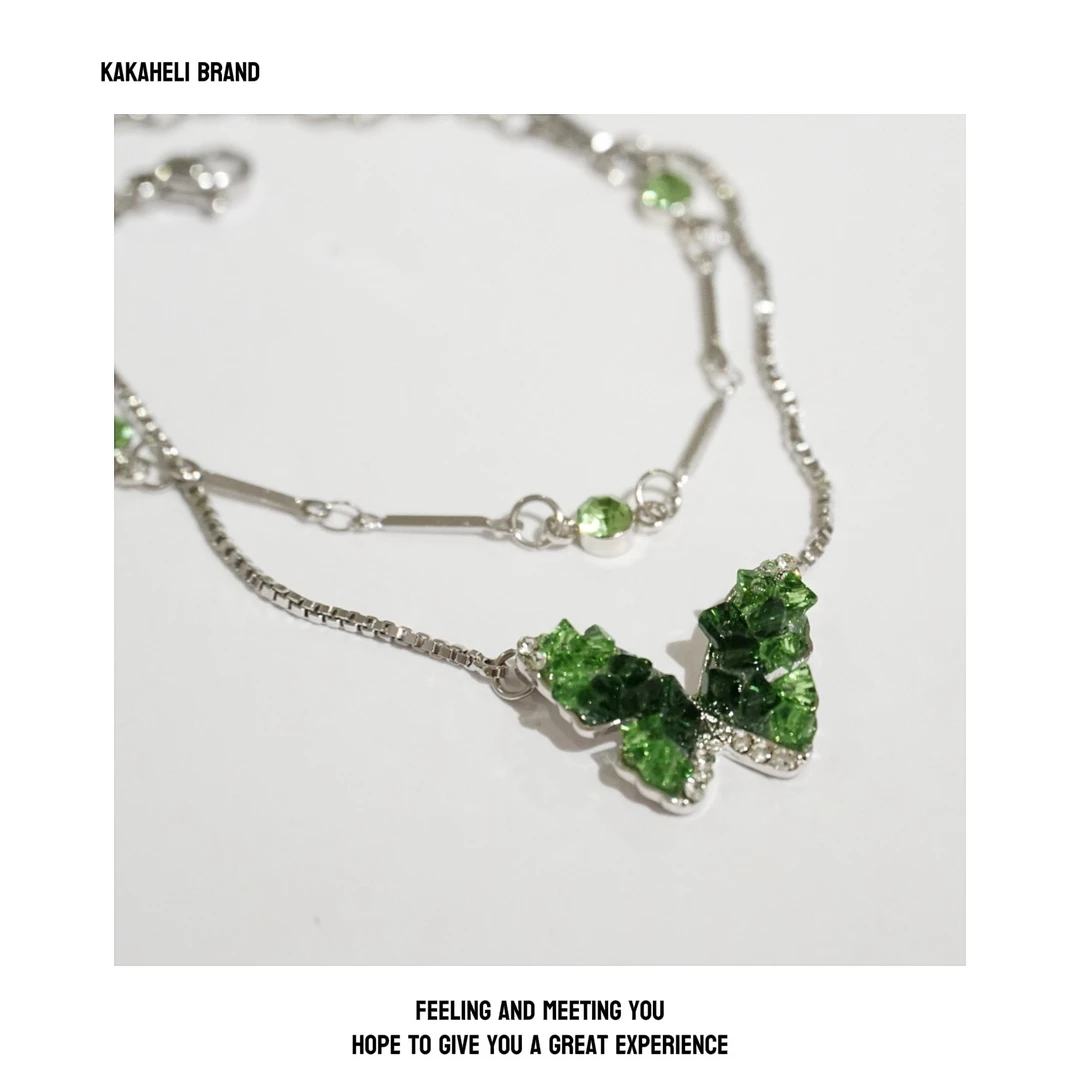 铜合金手链 气质轻奢时尚古风小众绿色蝴蝶手链KK764