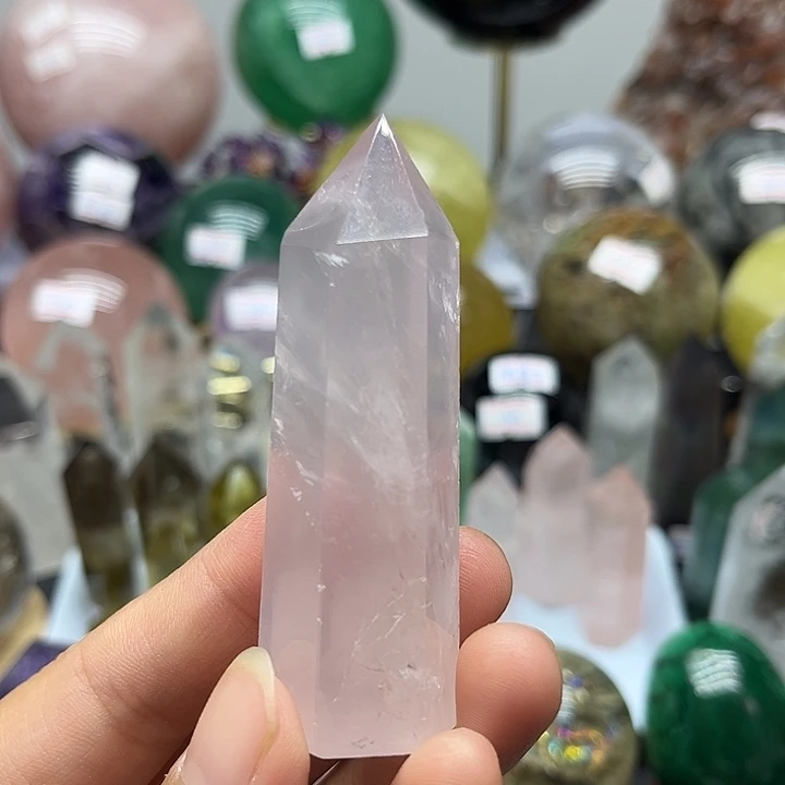 珠宝半成品未镶嵌水晶56克粉水晶柱