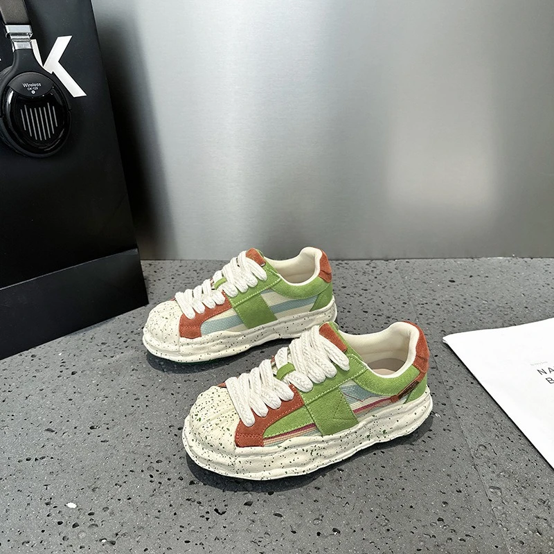 泼墨复古贝壳头溶解鞋冬季新款厚底百搭情侣款运动休闲鞋情侣款潮