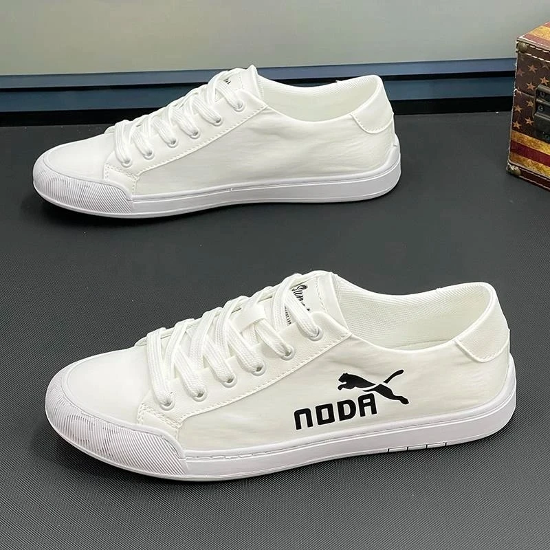 潮牌男鞋2025秋季新款系带透气帆布鞋男士韩版休闲小白韩版透气男