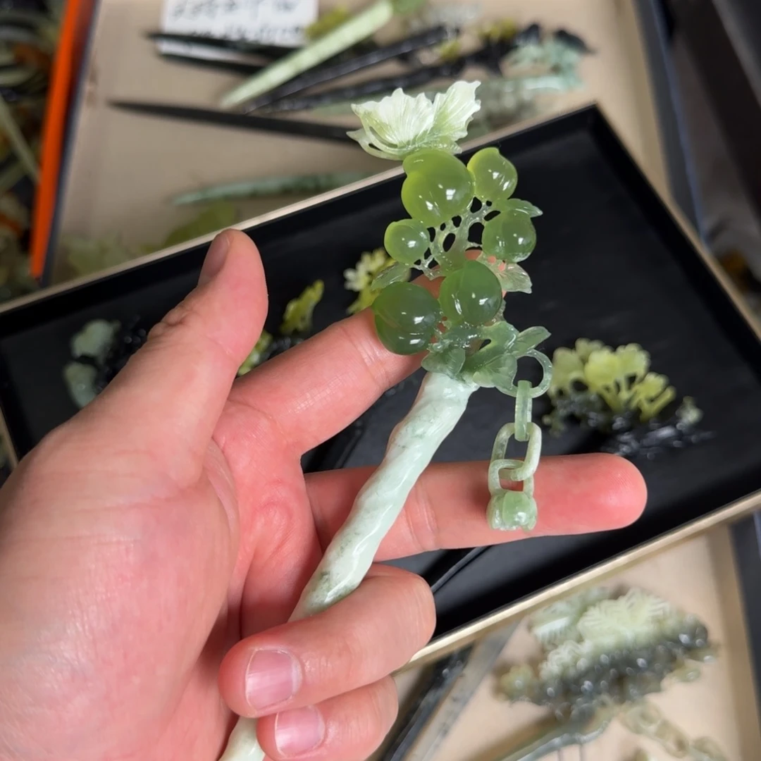 岫玉发饰未镶嵌冰*天