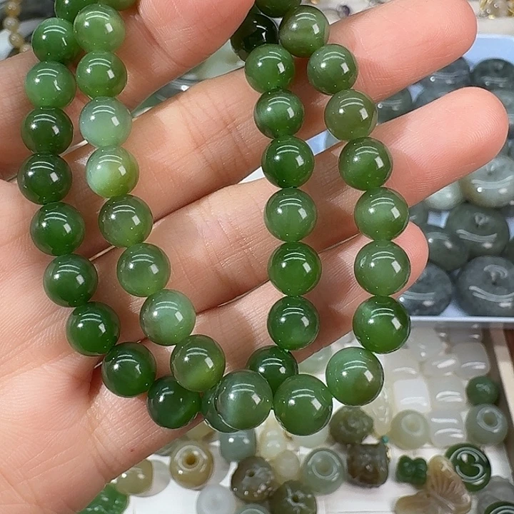 永***农和田玉（碧玉）未镶嵌手链8mm拍4