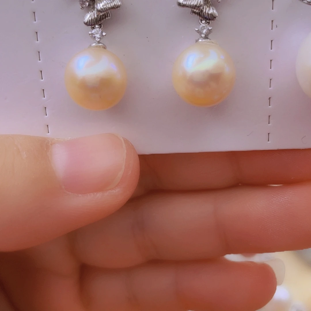 淡水珍珠耳饰银S925镶嵌