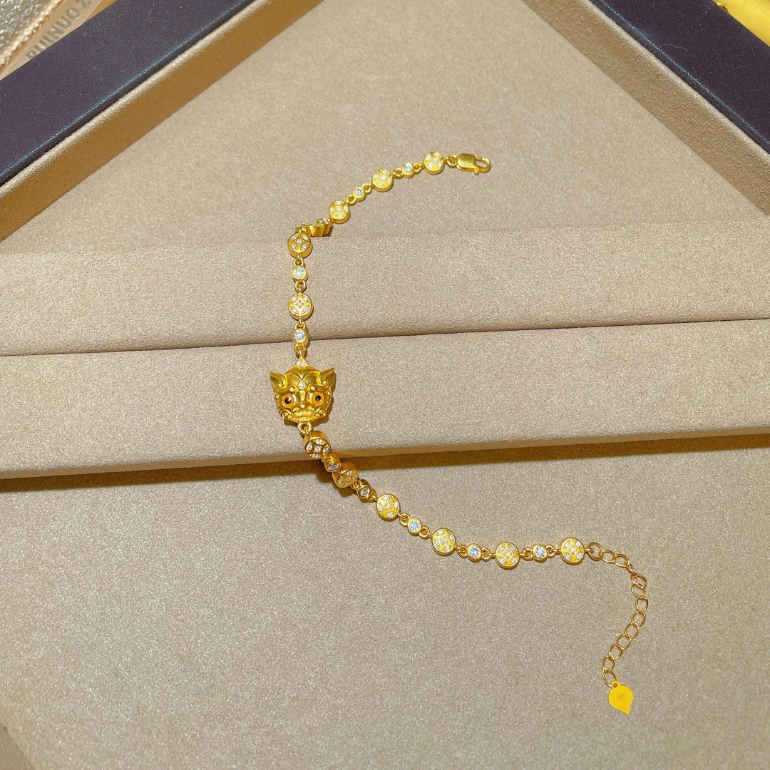 瑞诺黄金铜钱貔貅手链2025新款足金999招财貔貅手链生日礼送女友