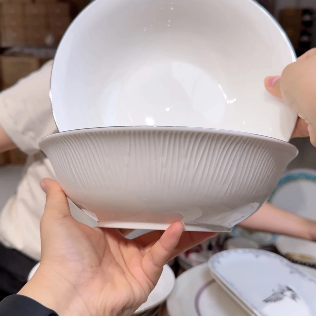 骨瓷9英寸大碗口径23cm高7cm汤碗2只外贸骨瓷
