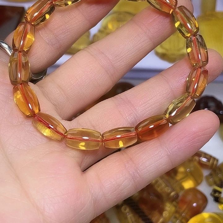 琥珀未镶嵌吊坠(不含链)天然缅甸琥珀茶珀桶珠手串