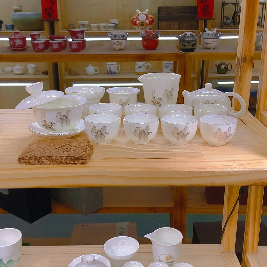 【不止】羊脂玉瓷茶具套装