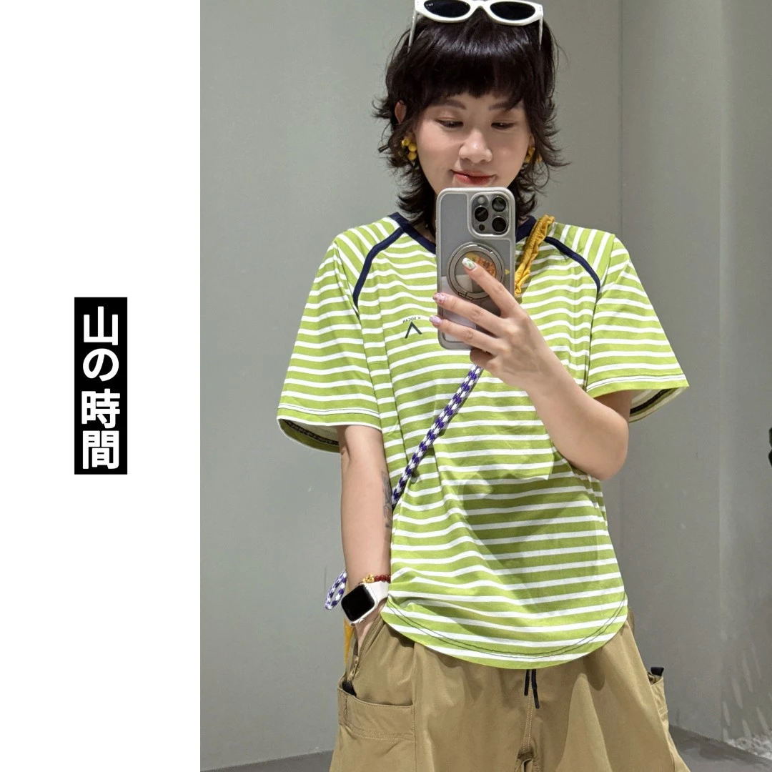 【条纹短袖】日单夏日条纹轻量吸湿速干T恤男女插肩袖短袖上衣