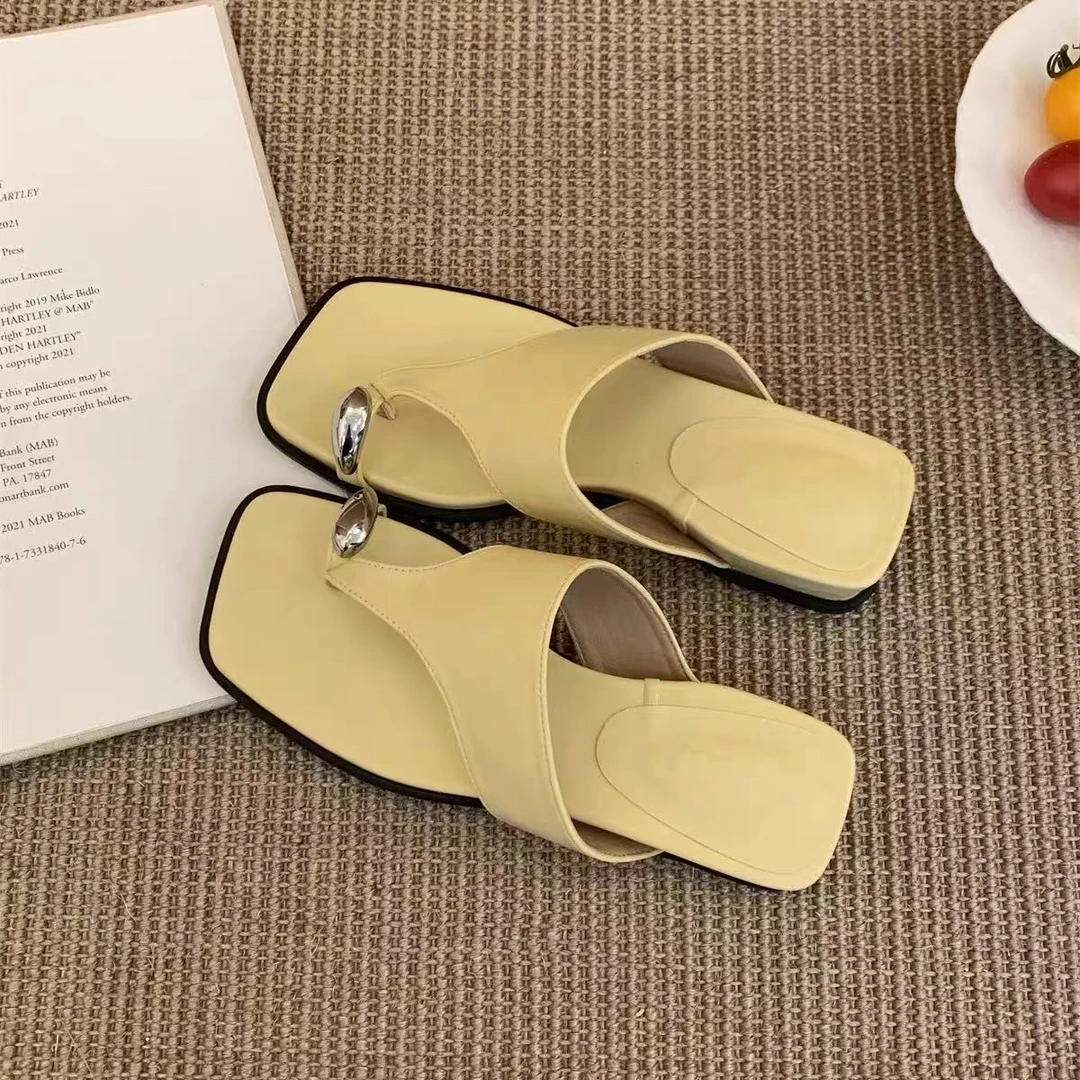 网红高级感坡跟人字拖女夏外穿新款法式拖鞋525-2