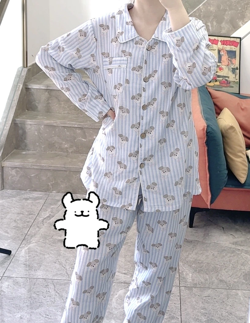 纯棉多巴胺睡衣长袖长裤套装-汪仔趣棉