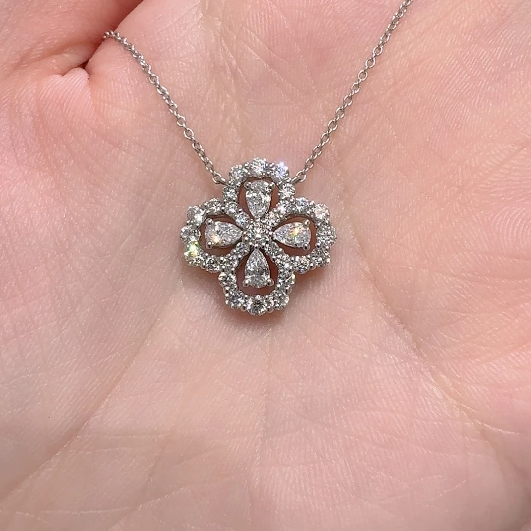 颈饰铂Pt950镶嵌实验室培育钻石loop中号原版重金